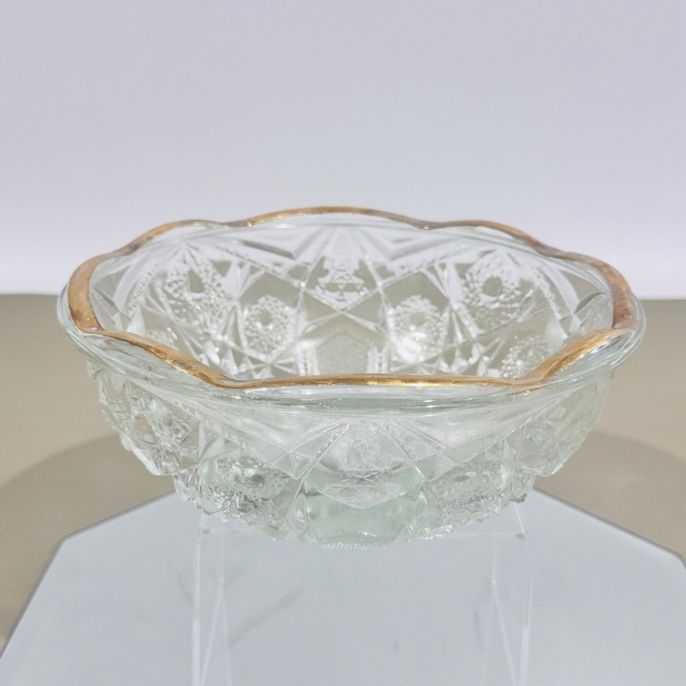 Vintage Jeannette Glass Fentec Bowl G789 22k Gold Trim in the Original Box EUC